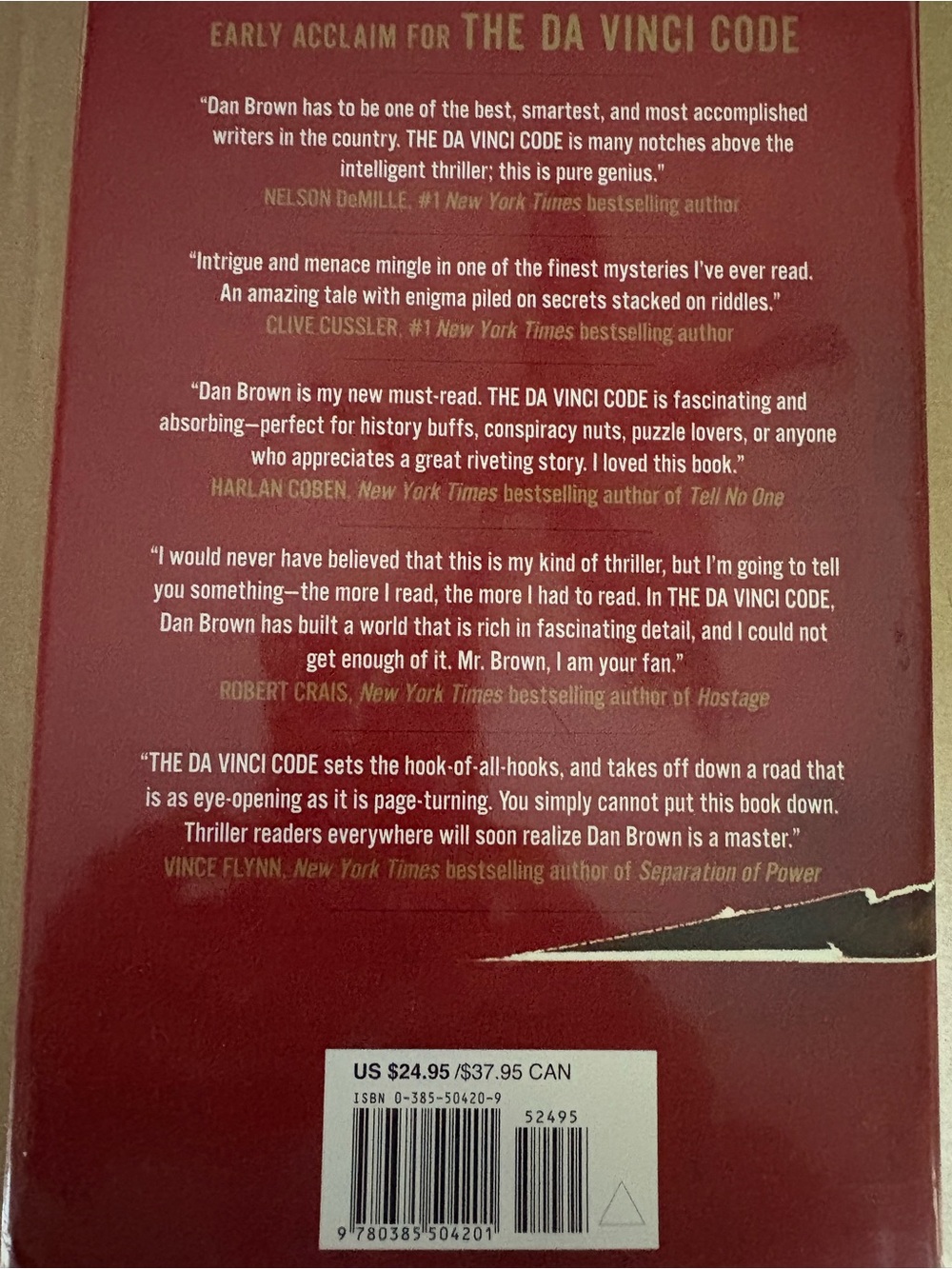 The Da Vinci Code by Dan Brown - Red & Gold Hardcover Great Condition 2003 - Picture 6 of 7